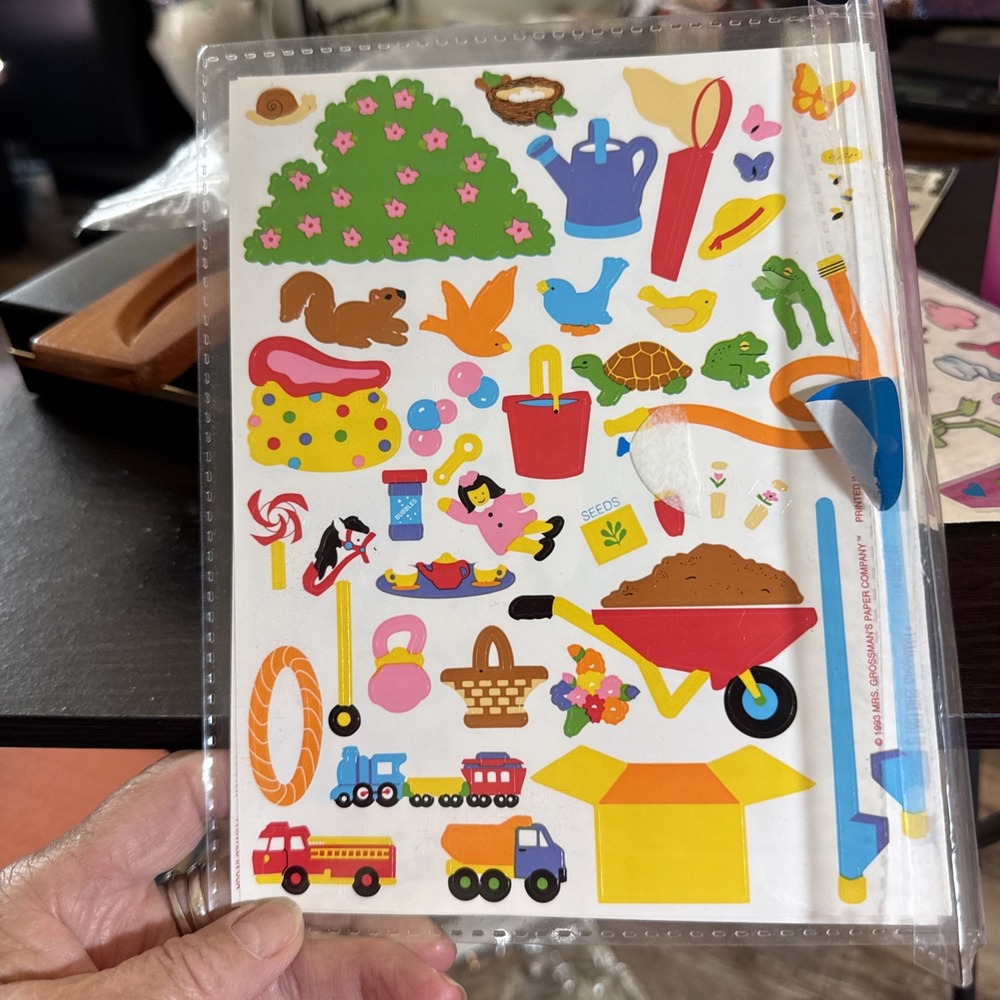 Vintage 1993 Mrs Grossman 3 Sticker 6" x 8" Sheets ~ Kids Clubhouse Toys Outdoor